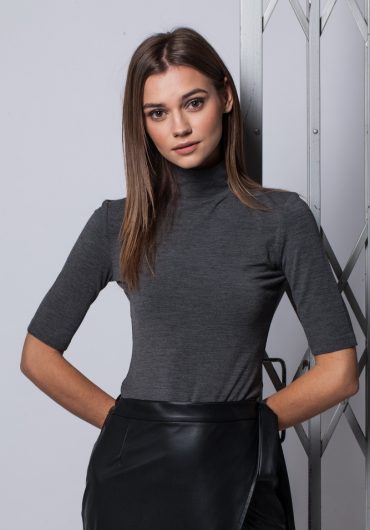 Shirt high neck REGULAR SS in grey colour