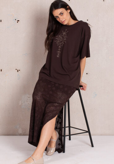 SKIRT BROWN OPENWORK